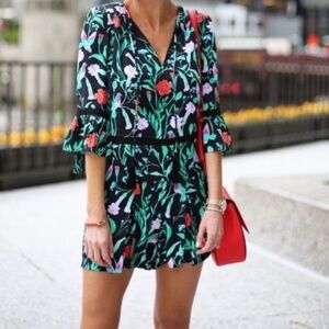 Kate Spade Black Floral Romper Floral Jardin Crepe Romper Scenic Route Size 2.
